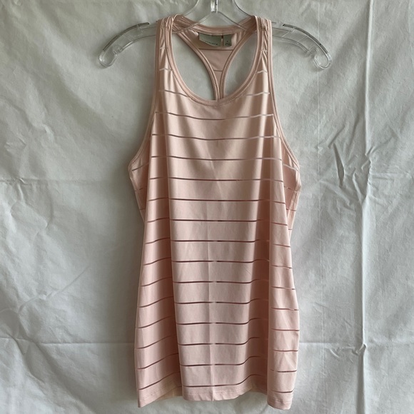 Athleta Light pink racer back tank top, size S, NWOT. Sheer stripes. - Picture 2 of 9